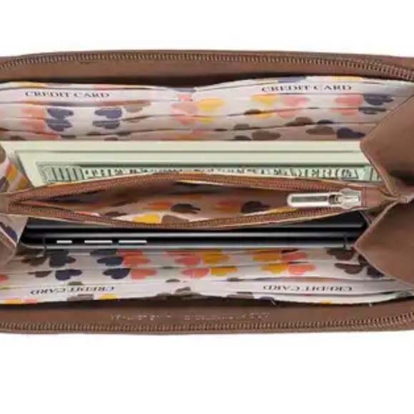 Union Code Dark Cognac Color Floral Pattern Genuine Leather - Picture 3 of 4